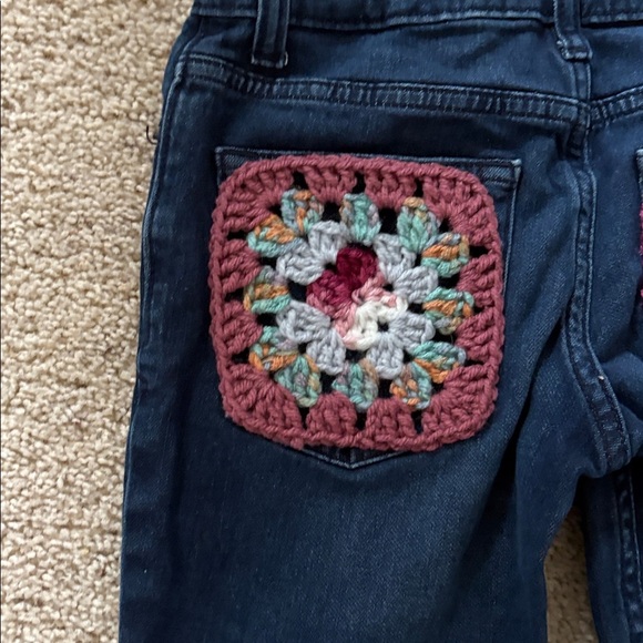 Upcycled with Granny squares Cat & Jack Dark Blue Stretch Jeans - Picture 3 of 8